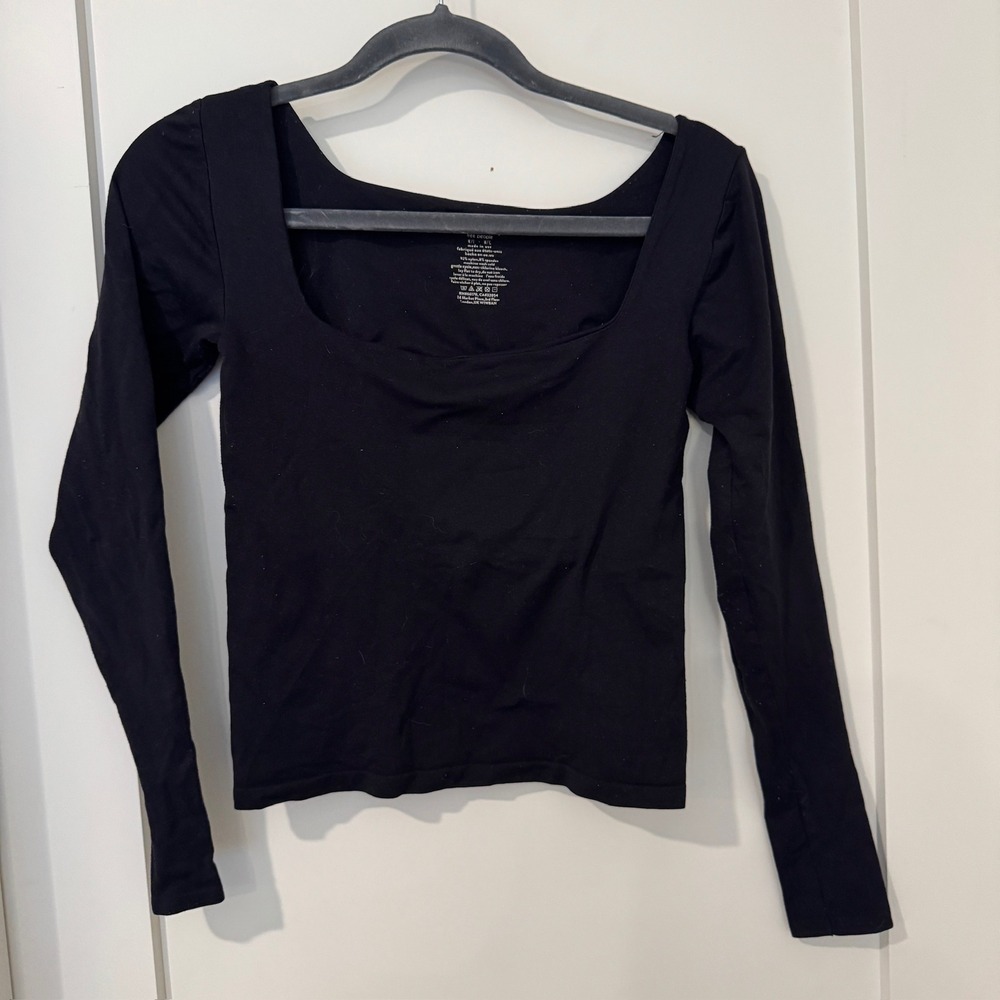 Intimately Free People Black Square Neck Long Sleeve Top M/L OB488965
